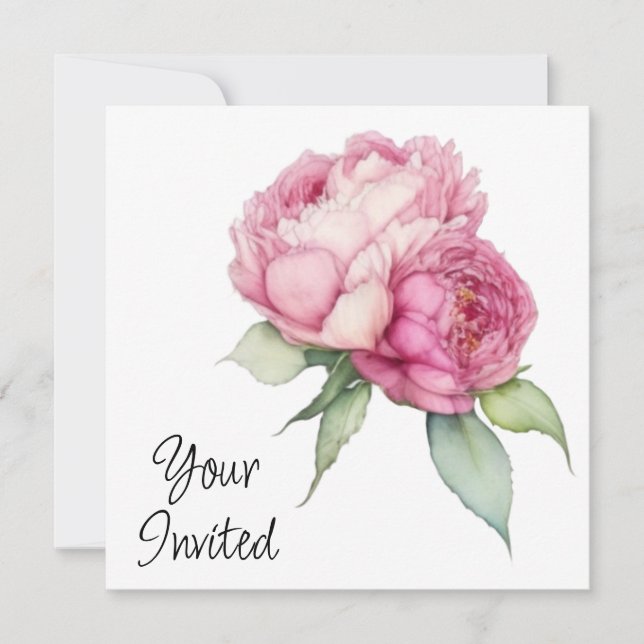 Invitation Aquarelle florale rose pis rose roses roses (Devant)