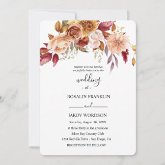 Invitation aquarelle florale rustique de mariage
