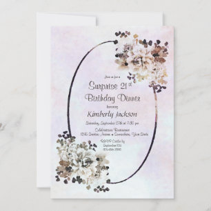 Invitation Aquarelle florale rustique Surprise 21e anniversai