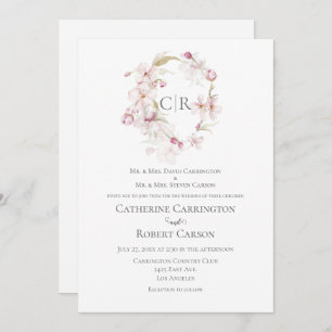 Invitation Aquarelle florale Script Pastel Mariage rose