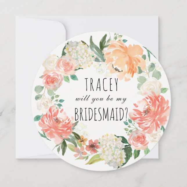 Invitation Aquarelle Florale Serez-Vous Ma Femme D'Accueil (Devant)