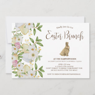 Invitation Aquarelle florale simple chasse aux oeufs de brunc