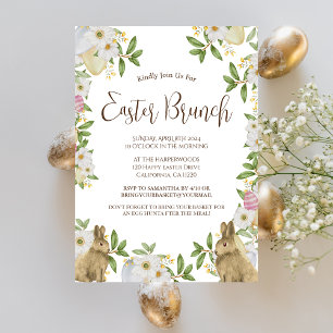 Invitation Aquarelle florale simple chasse aux oeufs de brunc