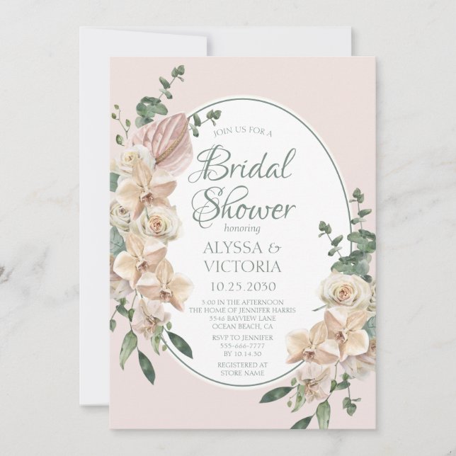 Invitation Aquarelle florale tropicale Fête des mariées LGBTQ (Devant)