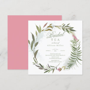 Invitation Aquarelle Florale Verdure Thé nuptial Wreath