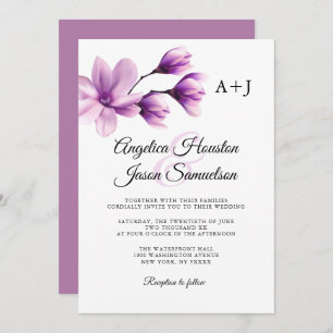 Invitation Aquarelle Florale Violet violet Mariage de lavande