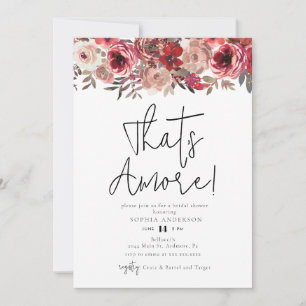Invitation Aquarelle Flore rouge C'est Amore! Fête des mariée