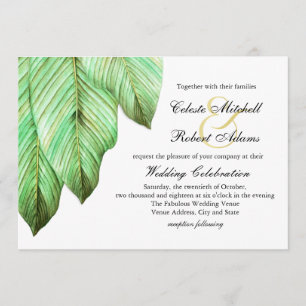 Invitation Aquarelle Foliage Mariage tropical