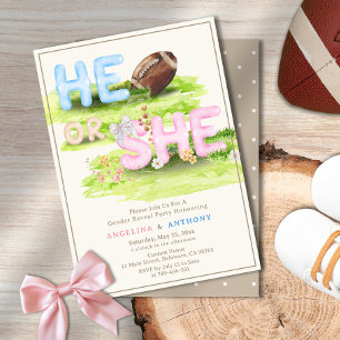 Invitation Aquarelle Football Bow Lui ou Elle Révélation de g