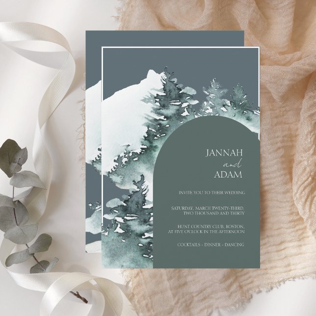Invitation Aquarelle Forêt Pin vert Mariage (Créateur téléchargé)