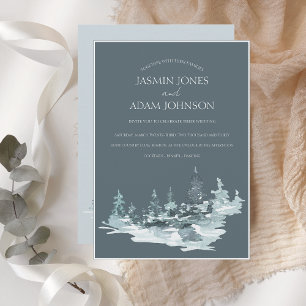 Invitation Aquarelle Forêt Pin vert Mariage