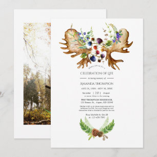 Invitation Aquarelle Forêt rustique Célébration de la vie Pho