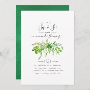 Invitation Aquarelle Forêt verdure Sip and See