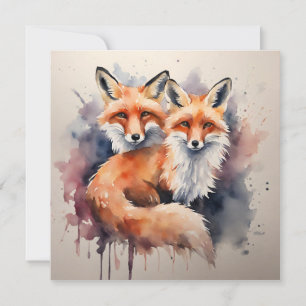 Invitation Aquarelle Fox Duo