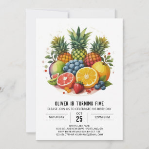 Invitation Aquarelle Fruits de pomme modifiables Anniversaire