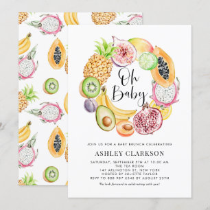 Invitation Aquarelle Fruits tropicaux Baby shower Brunch