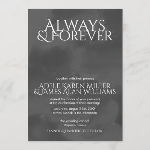 Invitation Aquarelle fumée   Toujours et jamais   Mariage