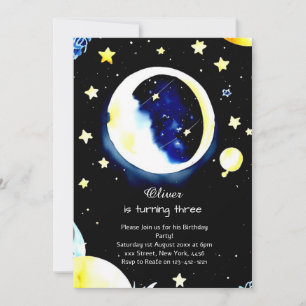 Invitation Aquarelle Galaxie cosmique Anniversaire