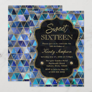Invitation Aquarelle Galaxie Isométrique & Cadre Doré Sweet 1