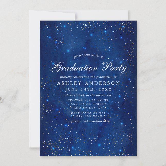 Invitation Aquarelle Galaxy Cosmic Stars Graduation Party (Devant)