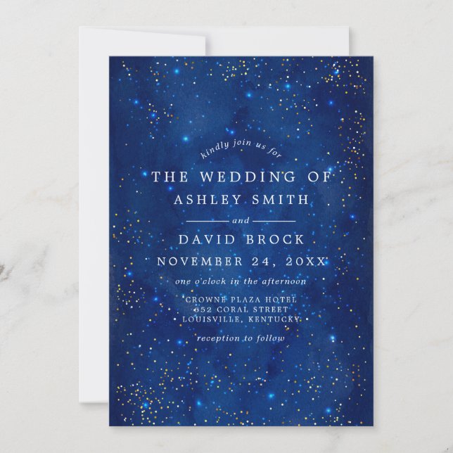 Invitation Aquarelle Galaxy Étoiles cosmiques Étoiles Mariage (Devant)