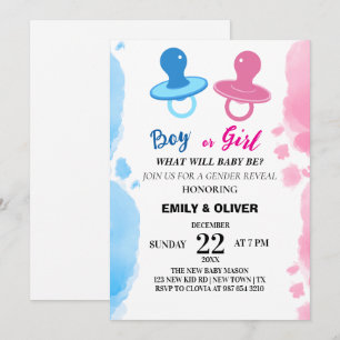 Invitation Aquarelle garçon fille sexe révéler