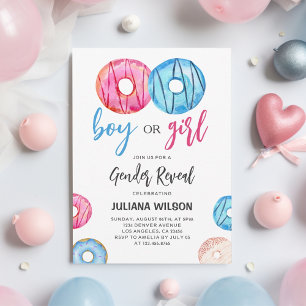 Invitation Aquarelle garçon ou fille Donut Genre Reveillez