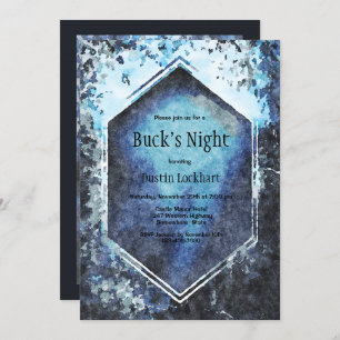 Invitation Aquarelle géométrique bleue Buck's Night