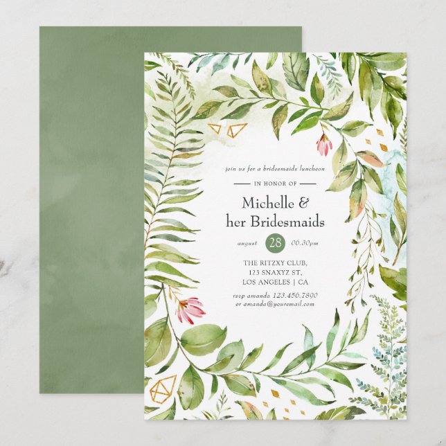 Invitation Aquarelle Géométrique Crystal Bridesservantes Déje (Devant / Derrière)