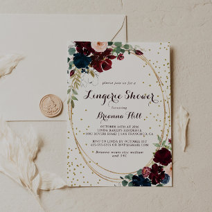 Invitation Aquarelle géométrique Gold Bridal Lingerie Douche
