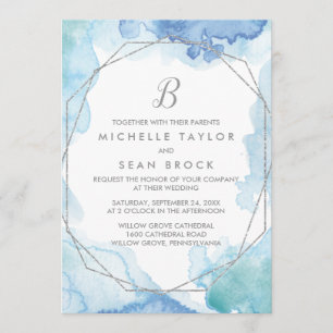 Invitation Aquarelle géométrique Mariage de monogramme d'arge