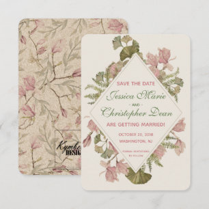 Invitation Aquarelle Ginkgo Mariage floral Enregistrer la dat
