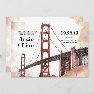 Invitation Aquarelle Golden Gate Bridge