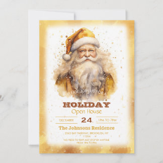 Invitation Aquarelle GoldenSantaClaus