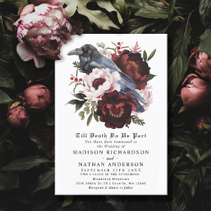Invitation Aquarelle gothique romantique Corbeau Mariage flor