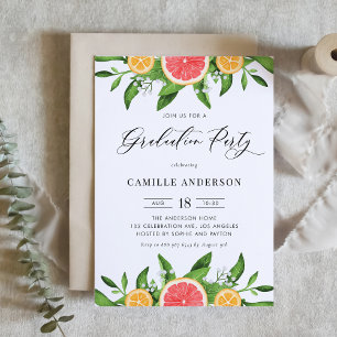 Invitation Aquarelle Grapefruit et Oranges Graduation Party