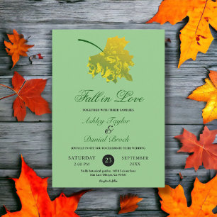 Invitation Aquarelle Green Fall Feuilles Sage Floral Mariage