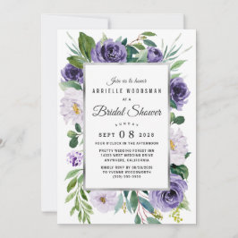 Invitation Aquarelle gris argenté violet Fête des mariées flo