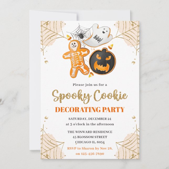 Invitation Aquarelle Halloween Cookie Décoration Party (Devant)