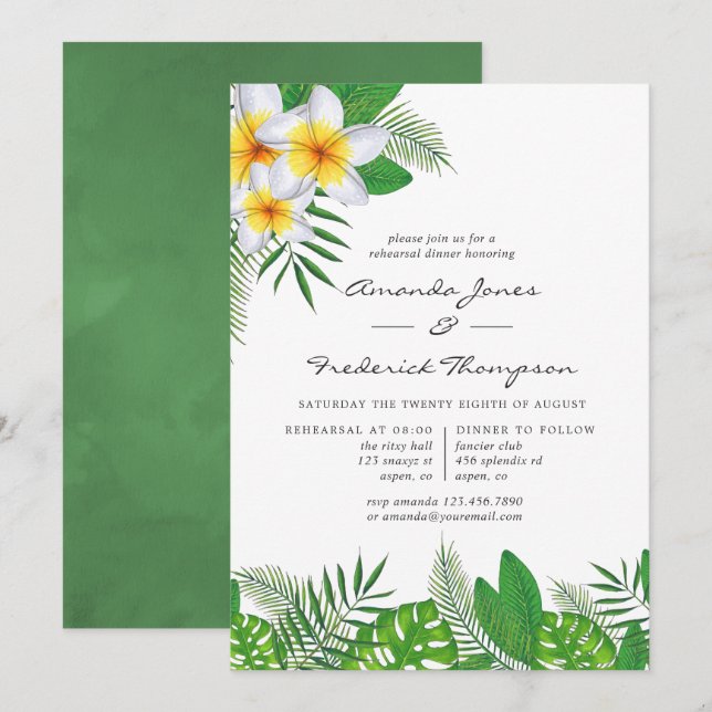 Invitation Aquarelle Hawaiian Aloha Luau Dîner de répétition (Devant / Derrière)