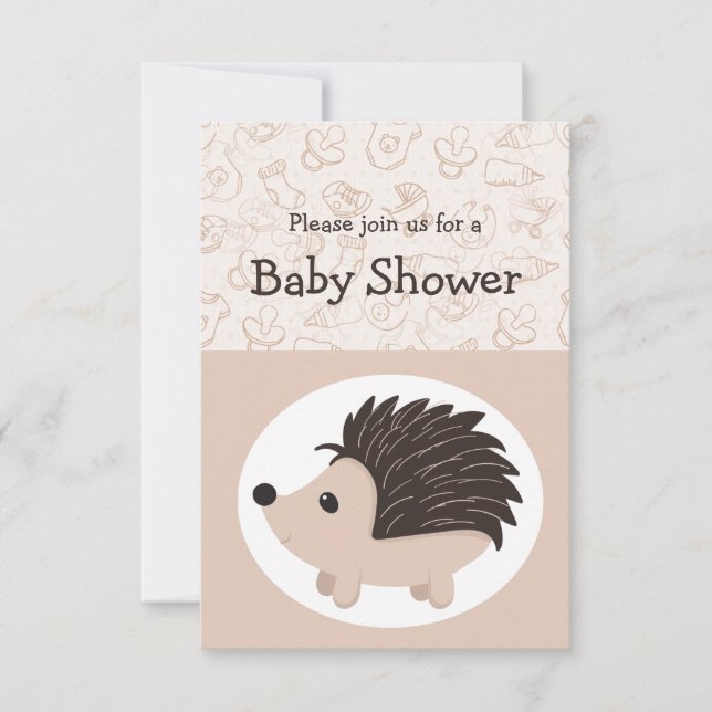 Invitation Aquarelle Hérisson Baby shower animal Fun PARTI (Devant)