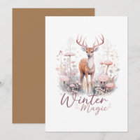 Aquarelle Hiver Magique Cerf