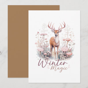 Invitation Aquarelle Hiver Magique Cerf