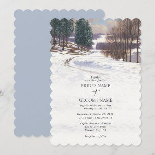 Invitation Aquarelle Hiver Mariage paysage neige