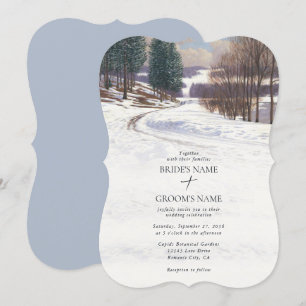 Invitation Aquarelle Hiver Mariage paysage neige