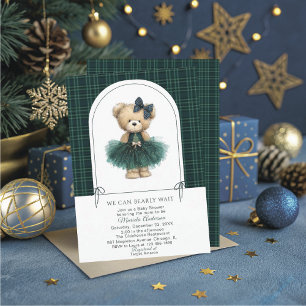 Invitation Aquarelle Hiver Ours en peluche Noël Bébé Show