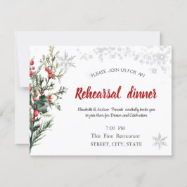 Invitation Aquarelle Holly Berry Dîner de répétition