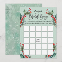 Aquarelle Holly et Berries Bingo nuptiale