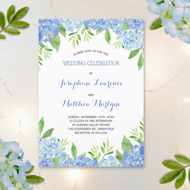 Invitation Aquarelle Hydrangea Blue Floral Mariage (Créateur téléchargé)