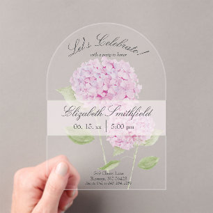 Invitation aquarelle Hydrangea rose